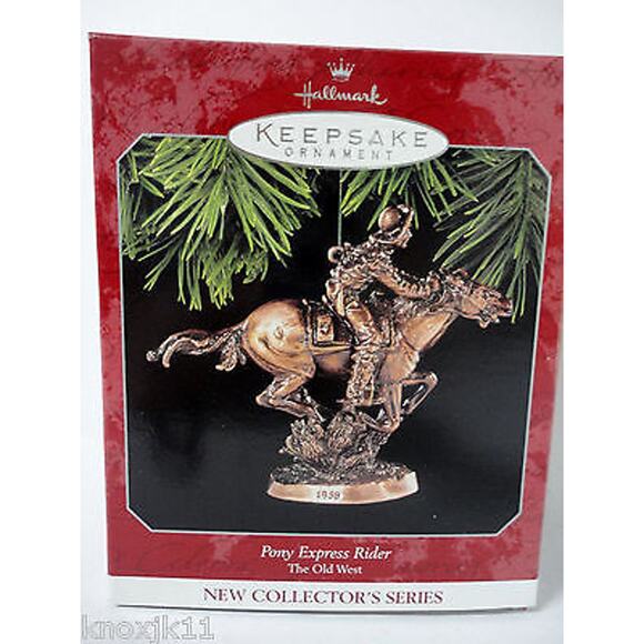 Hallmark Pony Express Horse Christmas Ornament Copper Old West Cowboy 25 Yr Box - Picture 10 of 11